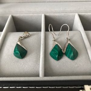 Sterling Silver and Jade Earrings/Pendant